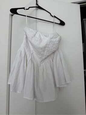 Commense White Strapless Peplum Shirt
